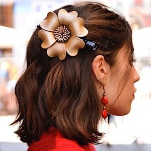 Tierra of Spain Handmade Leather Flower Large Hair Clip For Very Thick Hair.